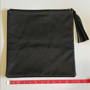 Nomadik Black Vegan Leather Clutch With Tassel